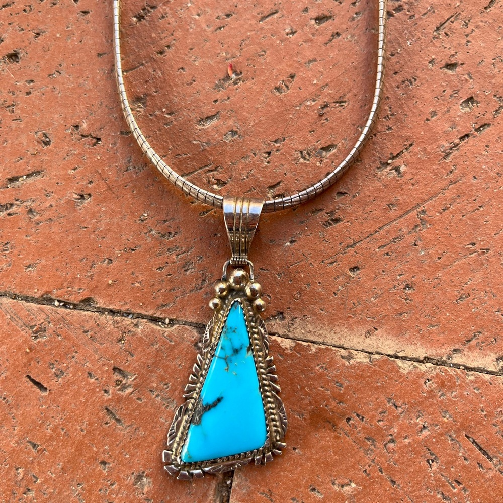 Genuine Turquoise and Sterling Silver Necklace